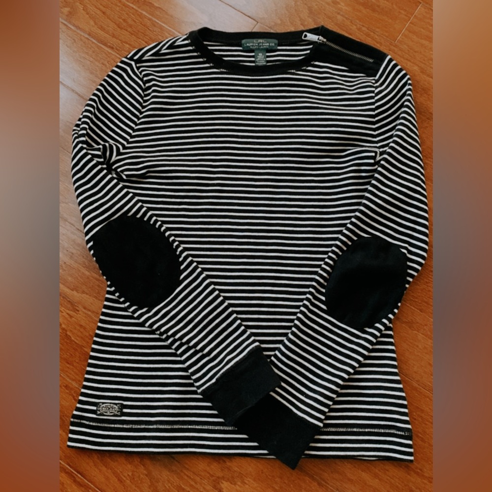 Ralph Lauren long sleeve Black and White Stripe T-shirt